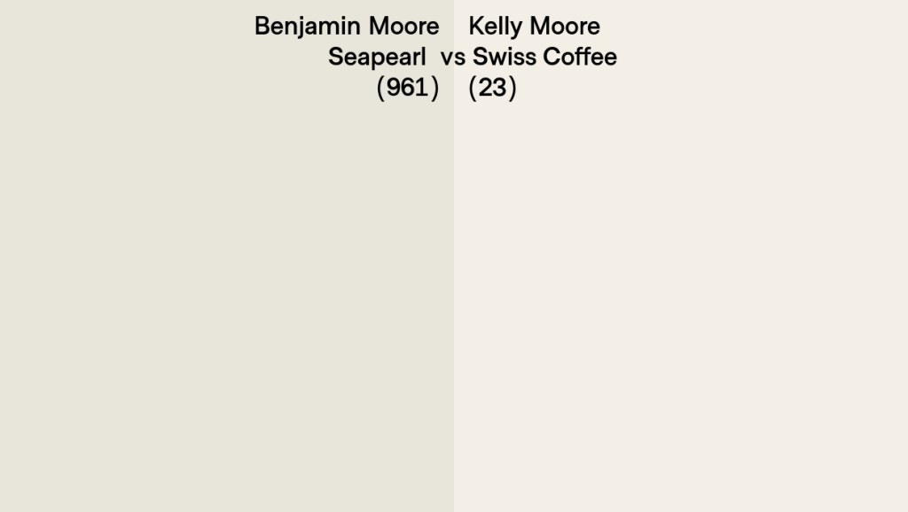 Picture of: Benjamin Moore Seapearl () vs Kelly Moore Swiss Coffee (