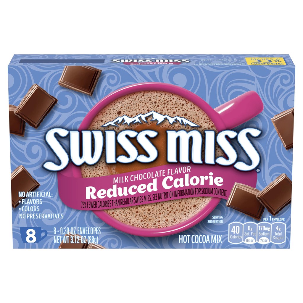 Picture of: Swiss Miss Milk Chocolate Reduced Calorie Hot Cocoa Mix, g